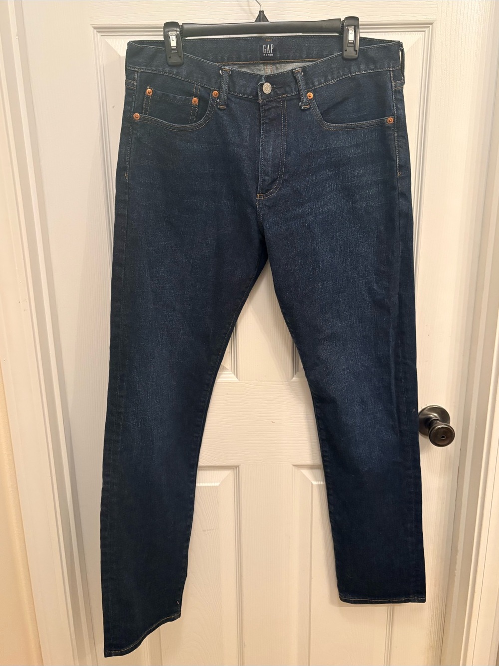 Gap Men’s Slim GapFlex Jeans 33x32 Dark Indigo Stretch Denim Copper Accents